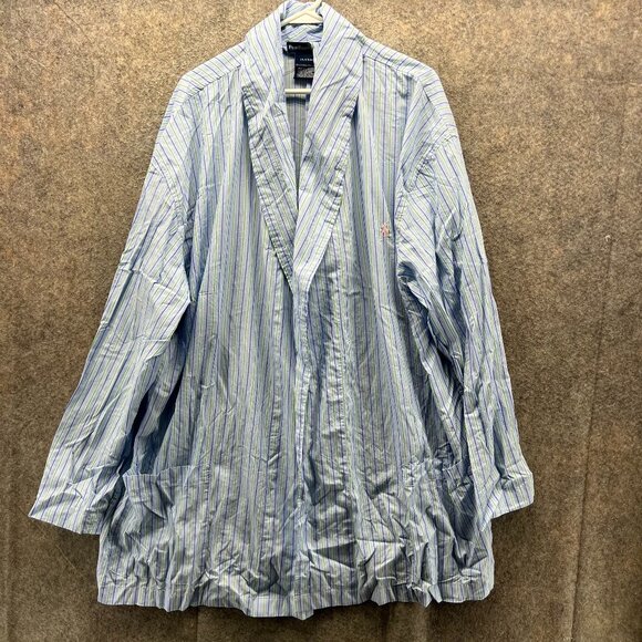 Vtg Ralph Lauren Robe Mens Large Lightweight Sleep Belted Tartan Plaid Striped - Picture 1 of 12